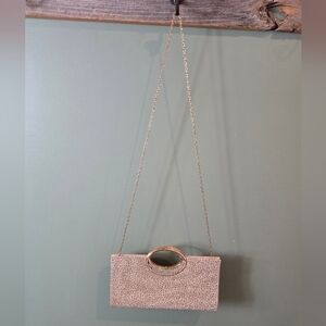 Rhinestone Embellished Gold Evening Clutch